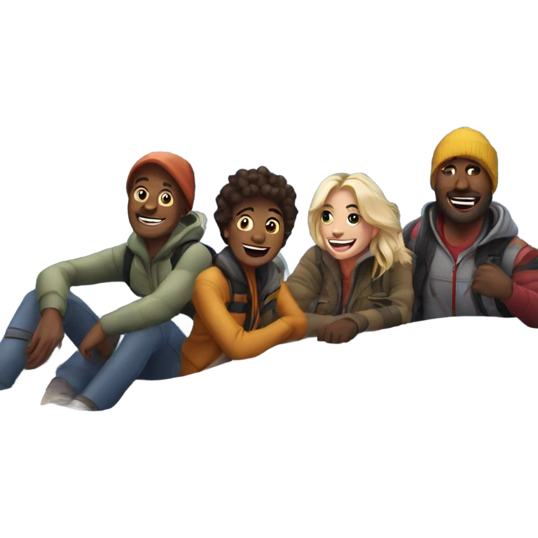 Group of friends went in the mountains having fun  emoji