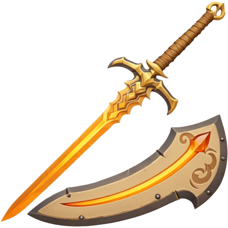 desert sand sword object icon, curved scimitar blade, sand-carved patterns, glowing amber runes, sandy aura around edge, fantasy desert weapon, 3D cartoon, mobile game icon style, centered, clean background, no text, no watermark
 emoji