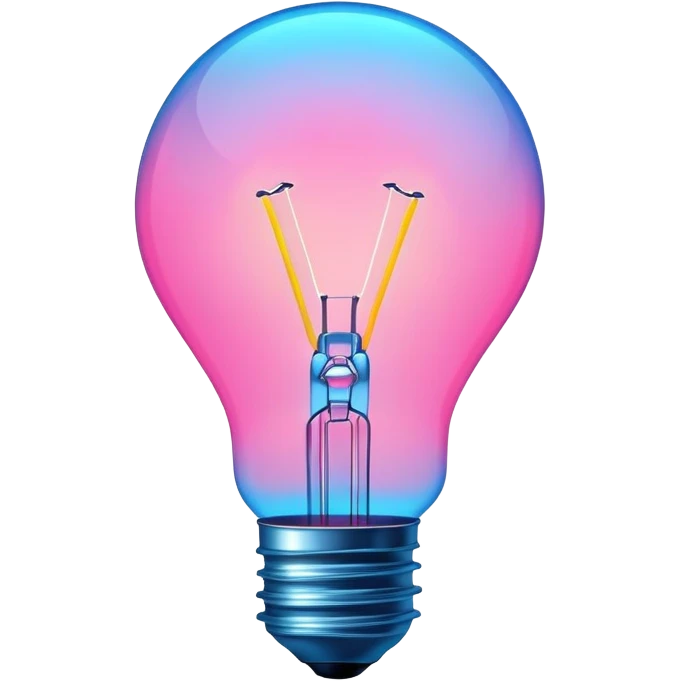 neon lightbulb glowing blue and pink with soft glossy highlight and modern minimal shape emoji