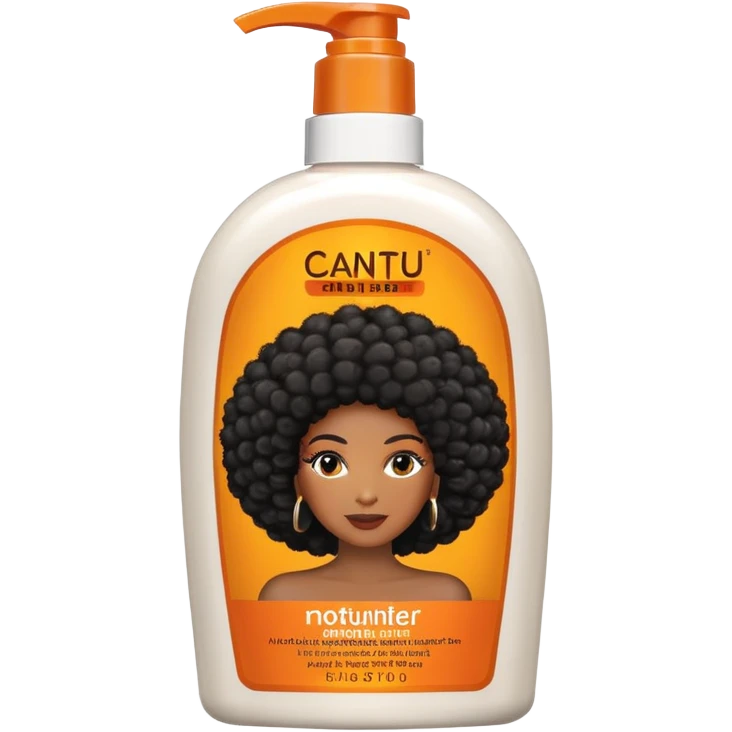 Bottle of Cantu Hair Moisturiser. The label on the bottle should have a picture of a black woman with afro. emoji