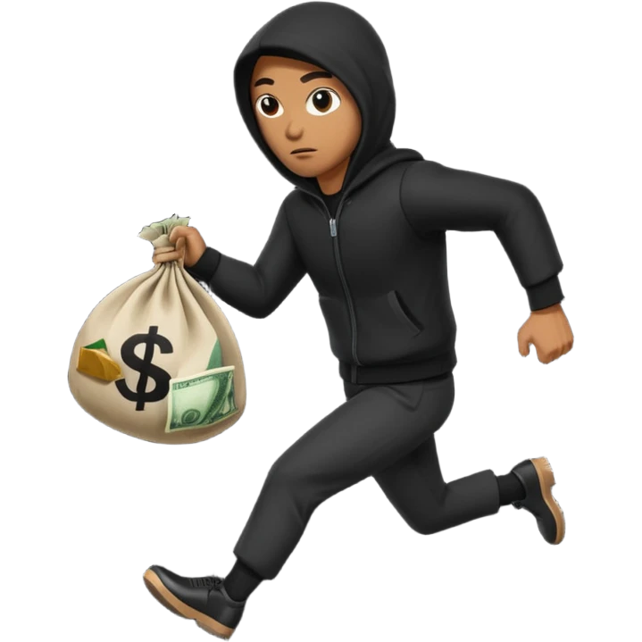 Robber running with Money bag robbery dress  emoji