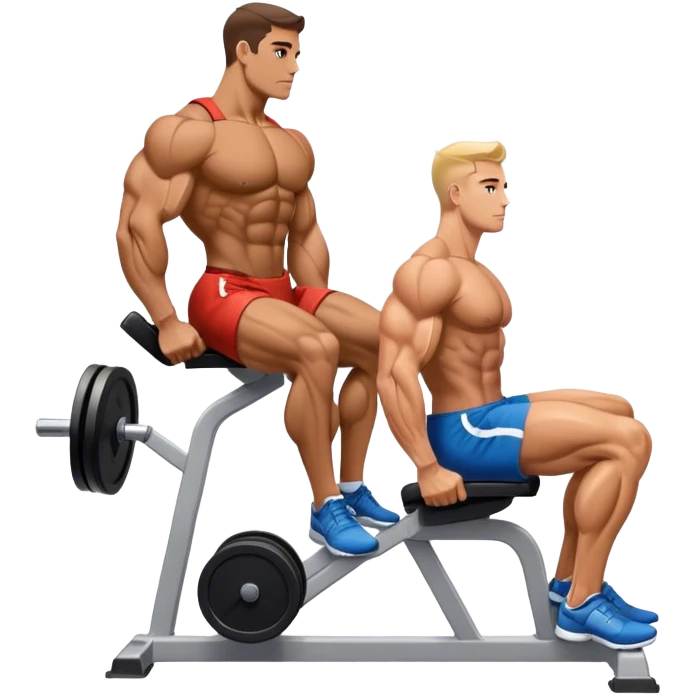 side-view bodybuilder seated weighted calf-raise machine emoji
