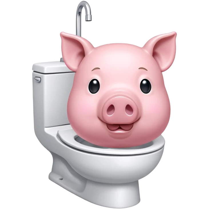 A pig face in a toilet bidet emoji