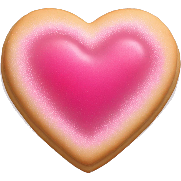 Realistic shortbread cookie in the shape of a heart with pink jelly middle filling and sprinkled powder sugar on top. emoji