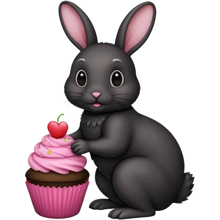 black Rabbit with cupcake emoji