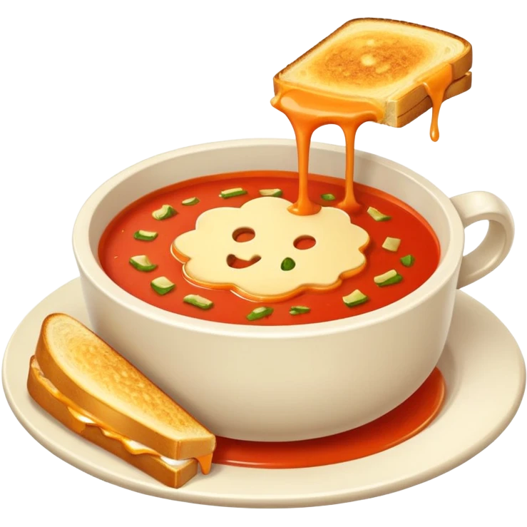 tomato soup with sliced grilled cheese on the side emoji