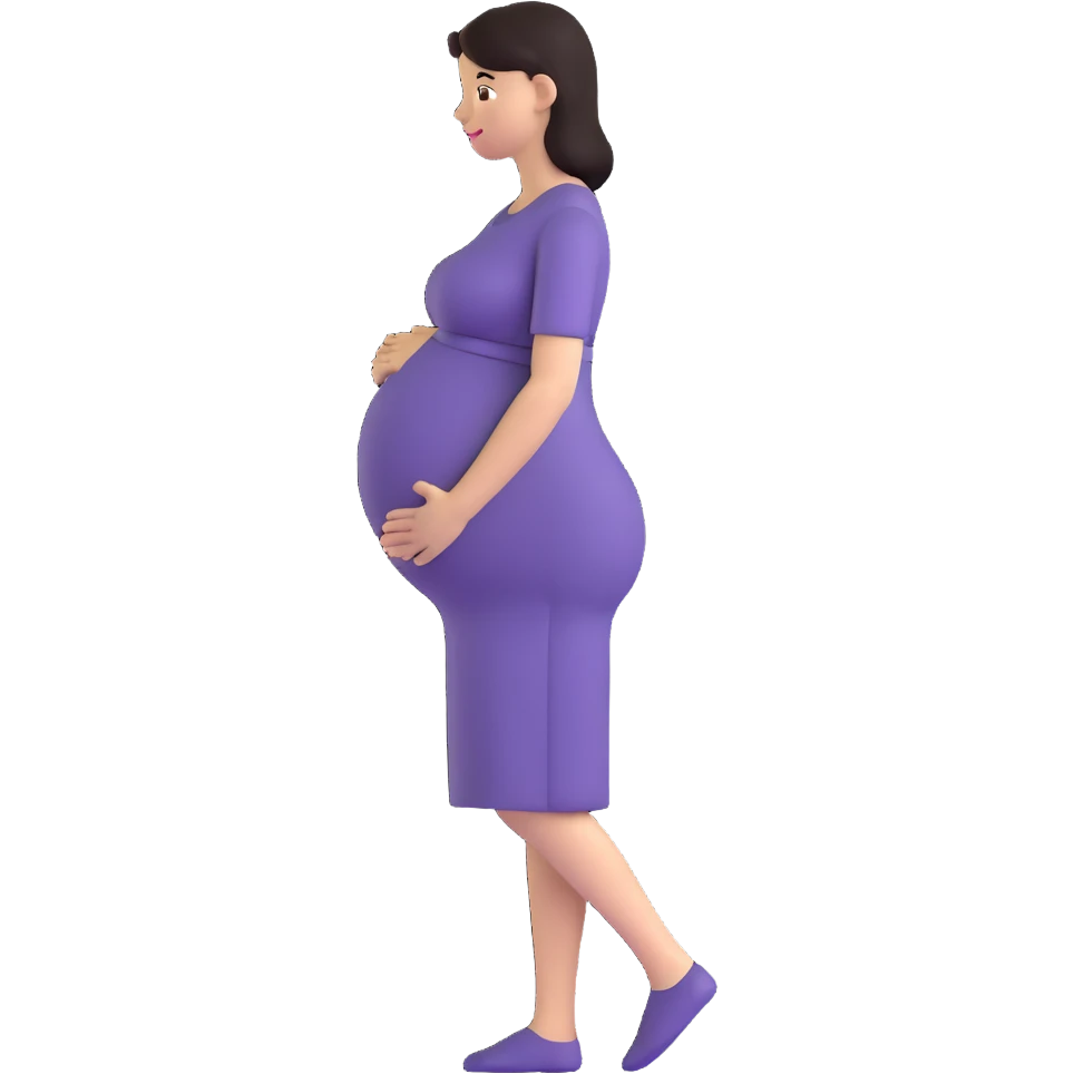 woman with subtle baby bump, early pregnancy emoji