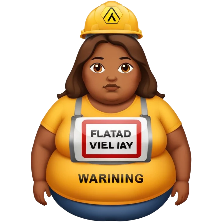 A image of a fat woman but in a warning who says she’s not allowed to enter  emoji