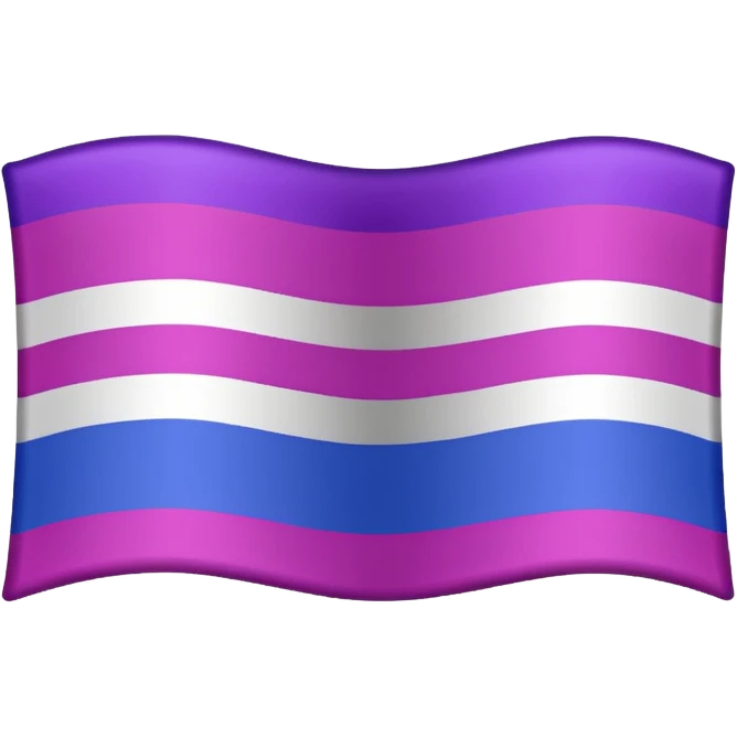 The bisexual flag (solo lleva 3 colores, magenta en la franja superior, morado en la franja central, azul en la franja inferior, 3 franjas lleva únicamente de manera horizontal) emoji