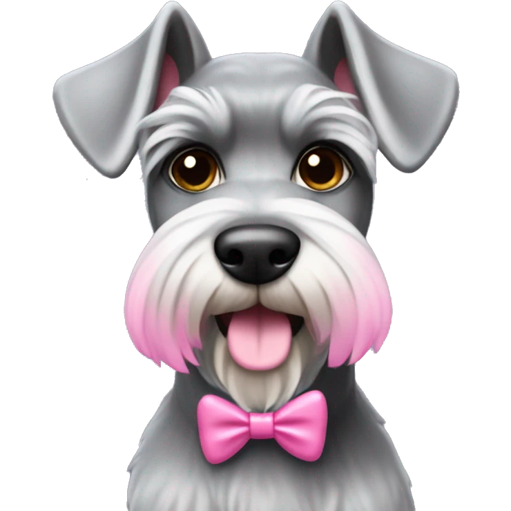 Gray  Schnauzer with pink coquette now emoji