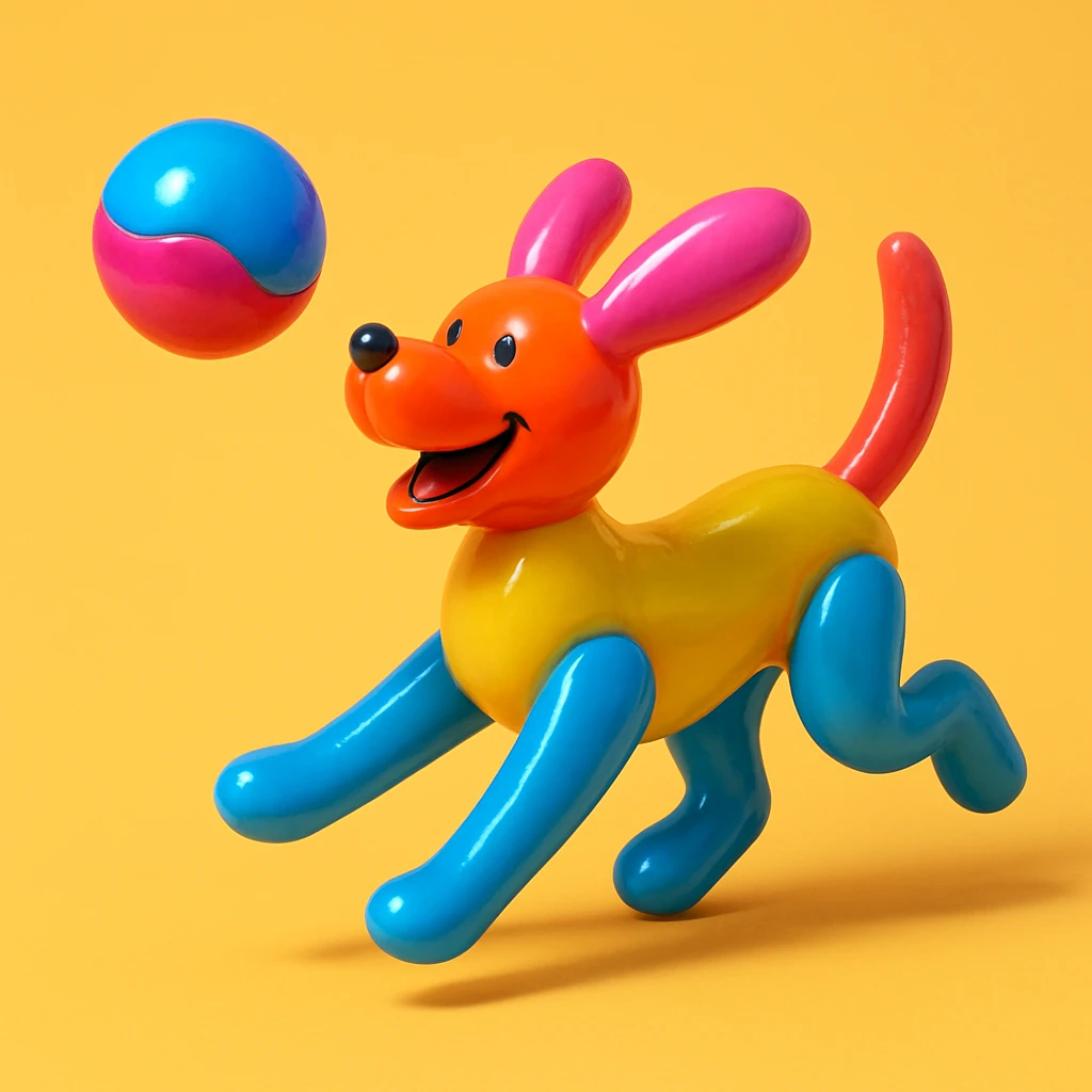 happy dog running after ball emoji