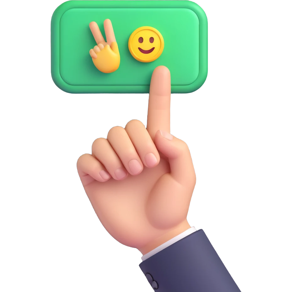 stock buy signal emoji with hand pressing a green buy button, financial context, no text emoji