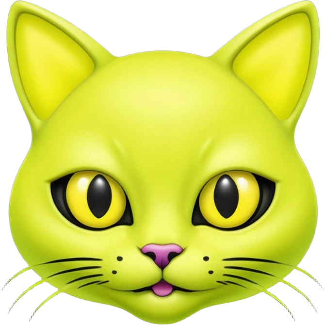 neon very yellow alien cat face emoji