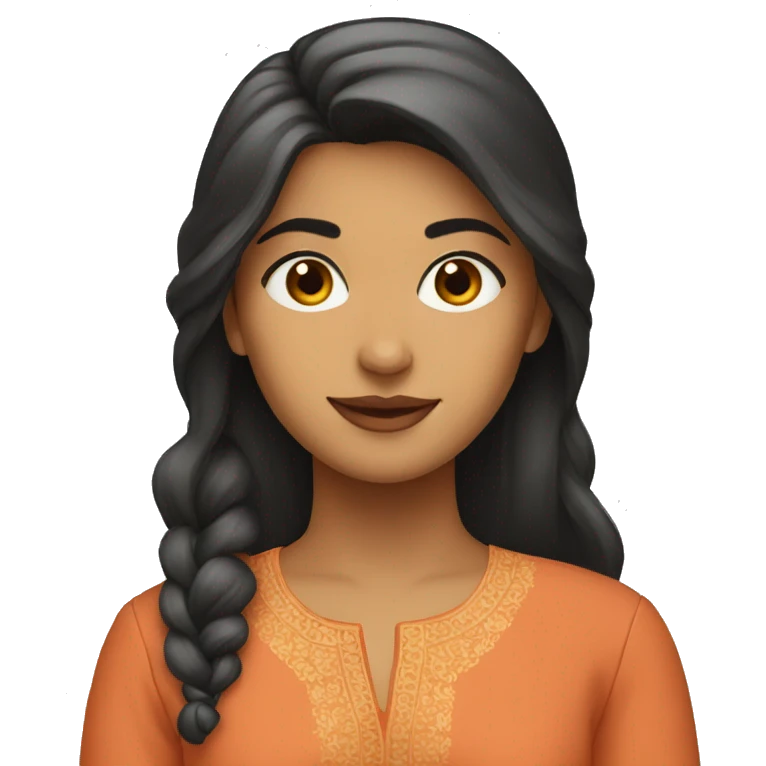 A girl wearing a kurti having big emoji