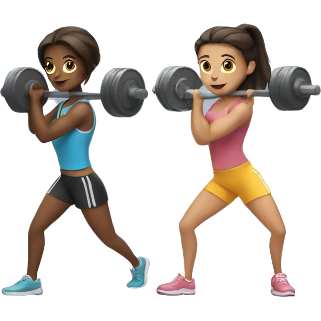 two girls holding barbells  emoji