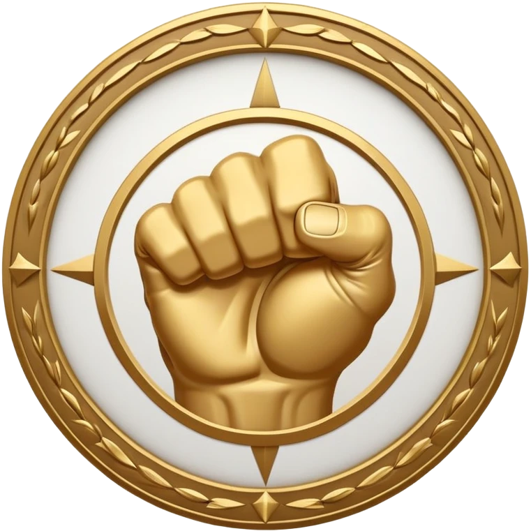 Round emblem symbolizing combat sports, featuring a clenched fist facing forward at the center. The fist is bold and strong, representing power and skill in martial arts. Surrounding the fist are dynamic lines, giving the emblem a sense of motion and energy. emoji
