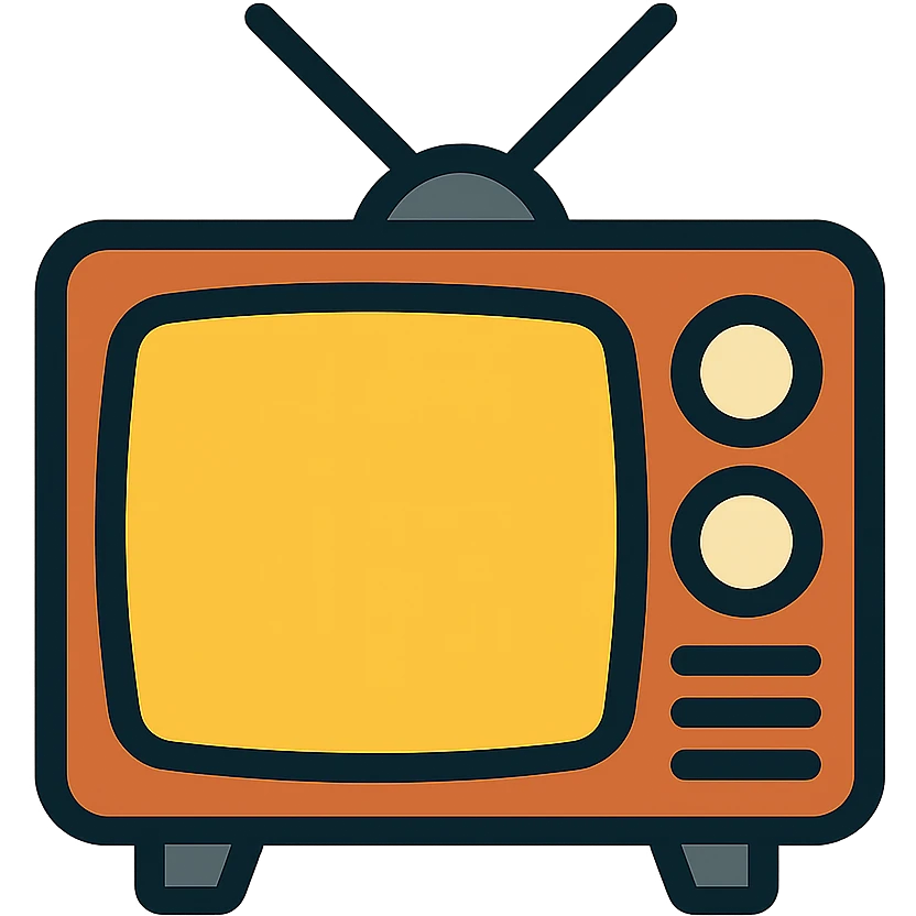 Vintage box television with antenna and control knobs emoji