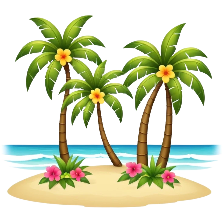 warm summer breeze blowing through beach palm trees and flowers emoji