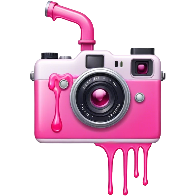 Pink liquid dripping over a camera emoji