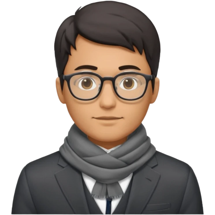 gray scarf male dark hair with suit glasses emoji