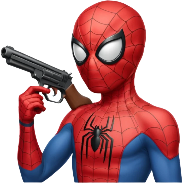 spiderman holding a gun to the side of his head emoji