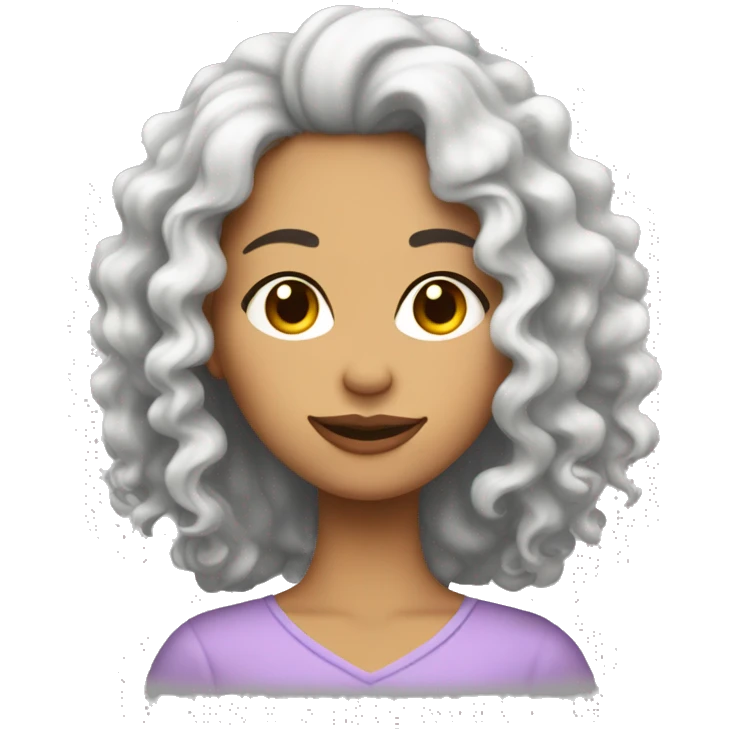 Mujer con pelo rizado, piel blanca emoji