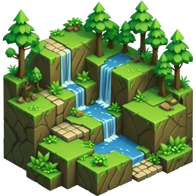 StarCraft-inspired, isometric RTS rugged terrain tile forest emoji