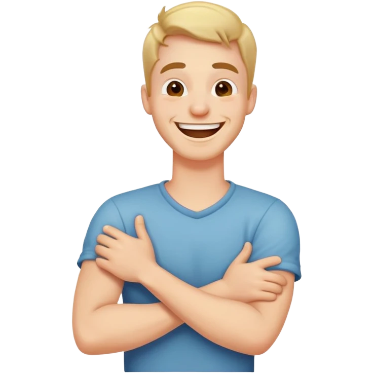 Arms crossed holding neck laughing guy emoji