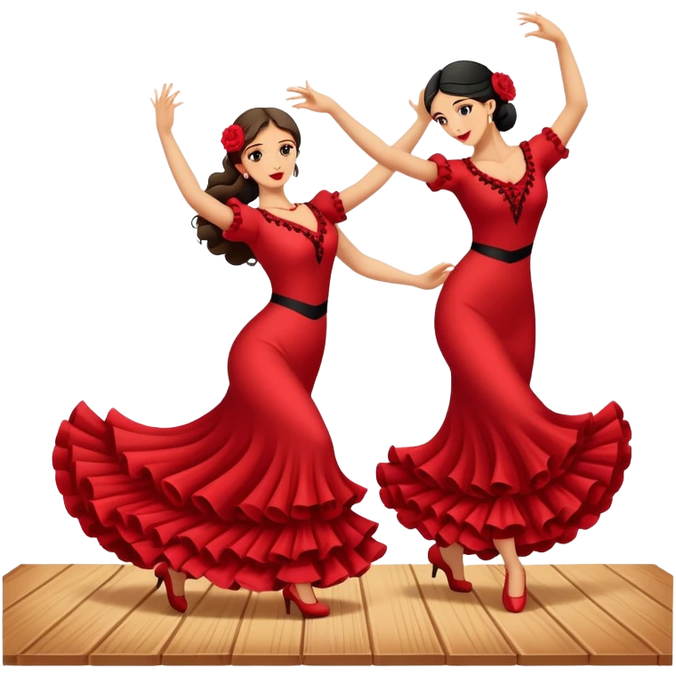 Spanish flamenco dancers dancing on a wooden floor emoji
