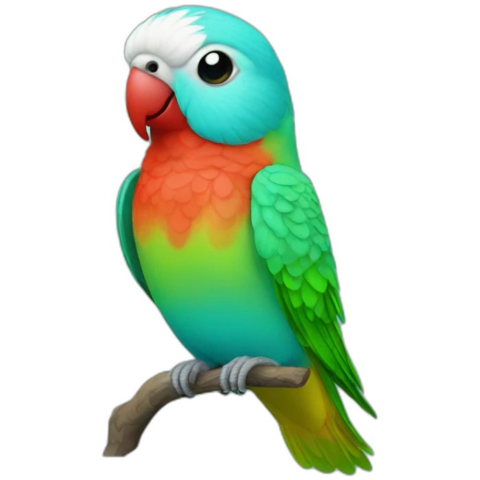 Turquoise Parakeet red beak head emoji