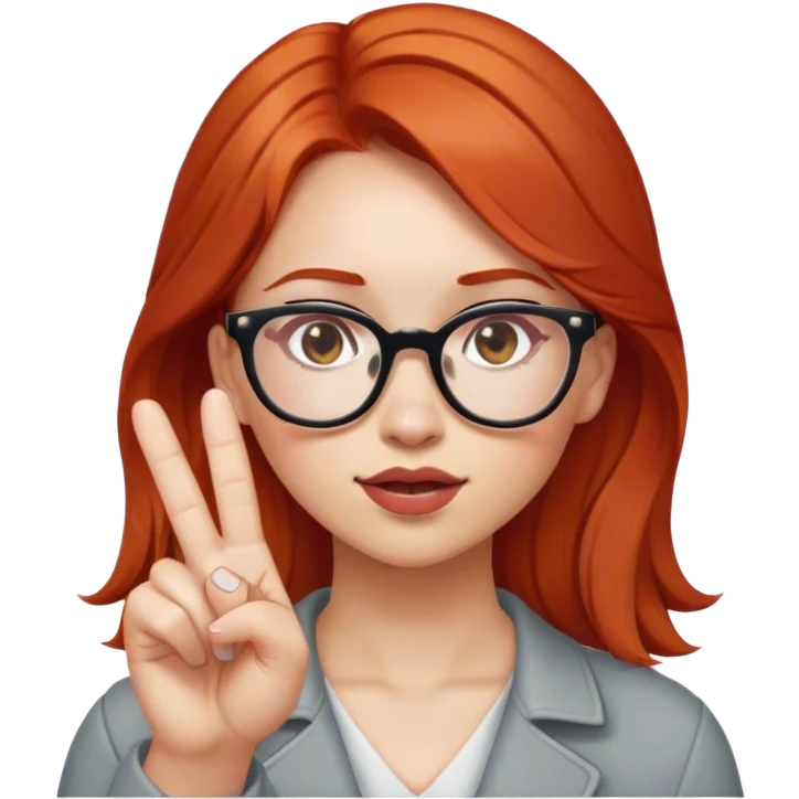 Redhead girl with glasses middle finger emoji
