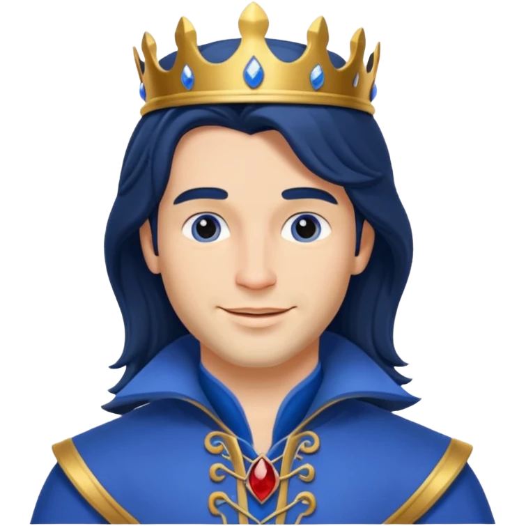 the prince from Snow White, blue and gold outfit, gentle smile emoji