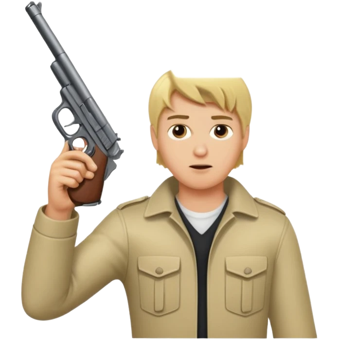 blonde guy aiming a gun emoji