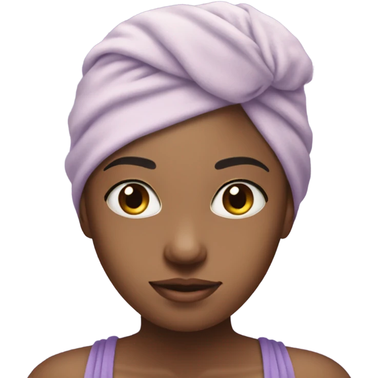 beautiful girl with a pastel purple towel on her head emoji