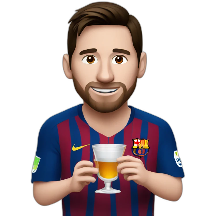 Messi drinking a shot emoji