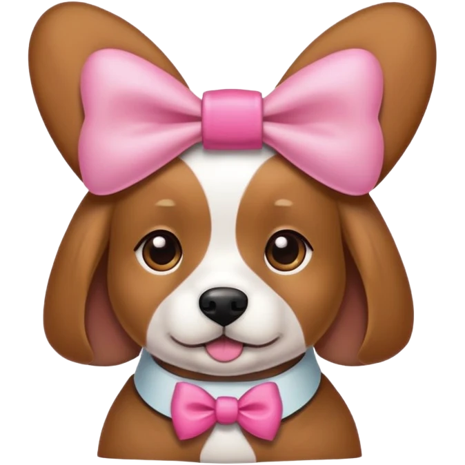 Dog wity flappy ears and a pink bow as a collar  emoji