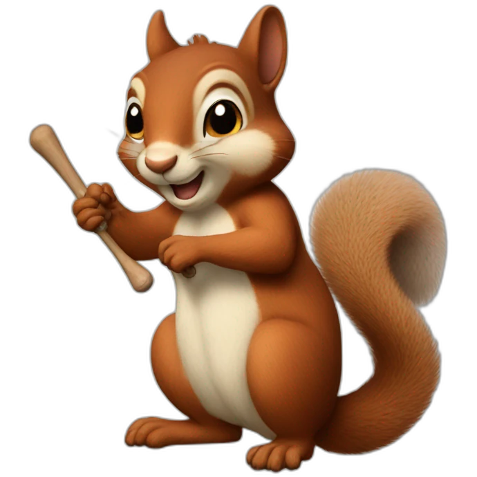 a squirrel holds a bat in its paws emoji