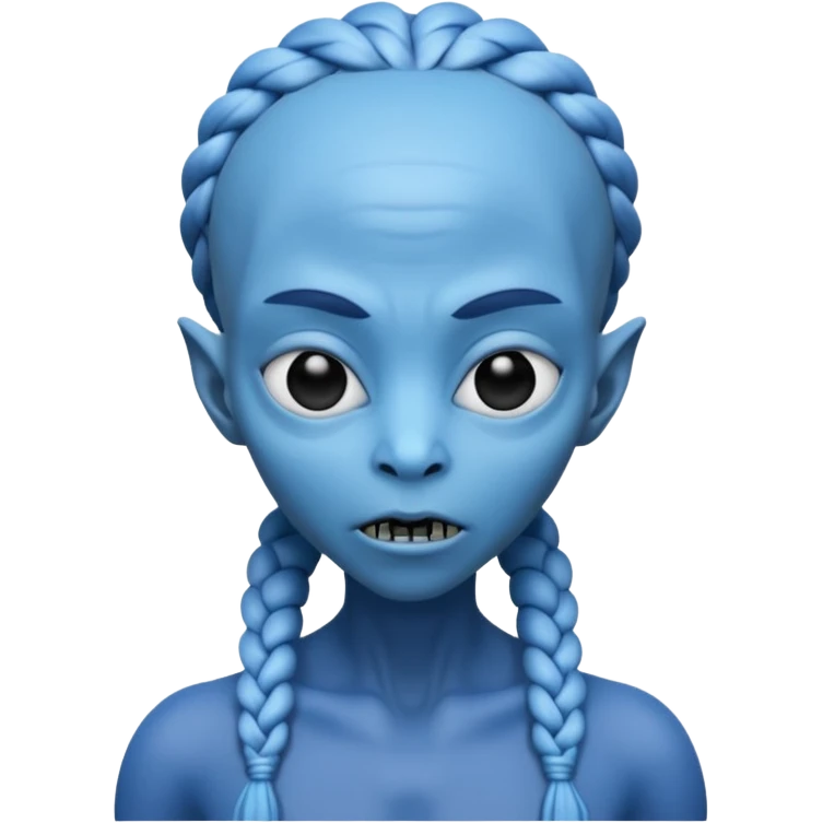 alien with braided hair, blue emoji