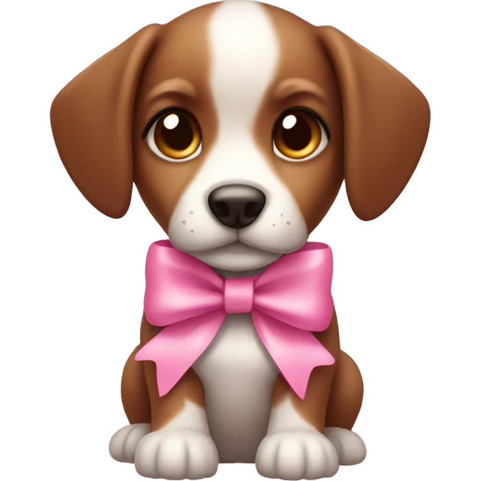 cute brown puppy with pink bow emoji