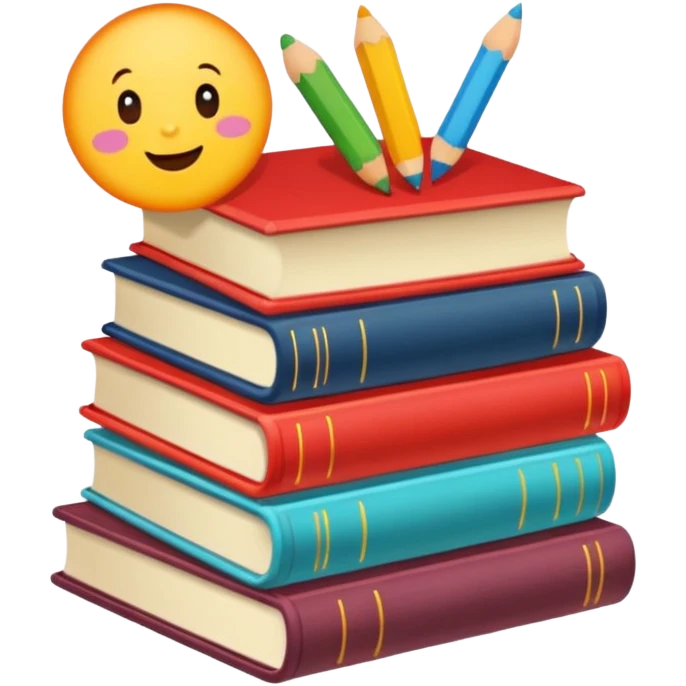 O sea que todo está muy cute los puros libros son muy cute todo sea muy kids los stickers emoji