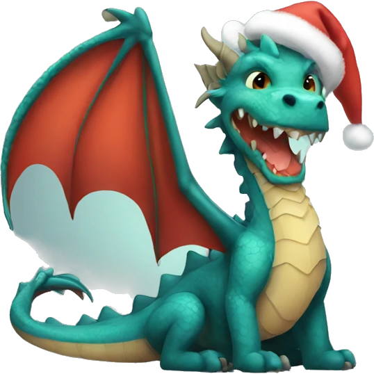 dragon wearing xmas emoji