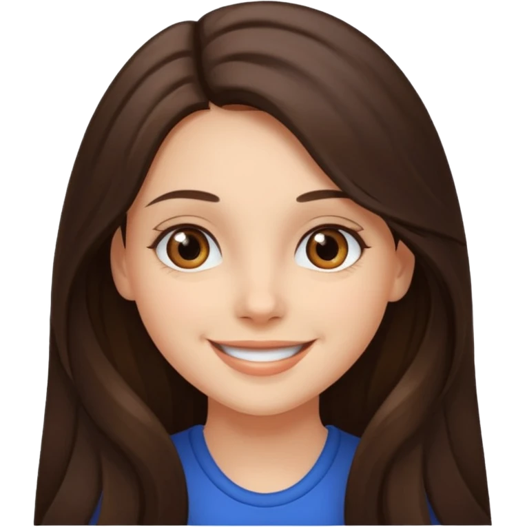 Make me a brunette girl, with brown (dark) eyes and long, loose hair emoji