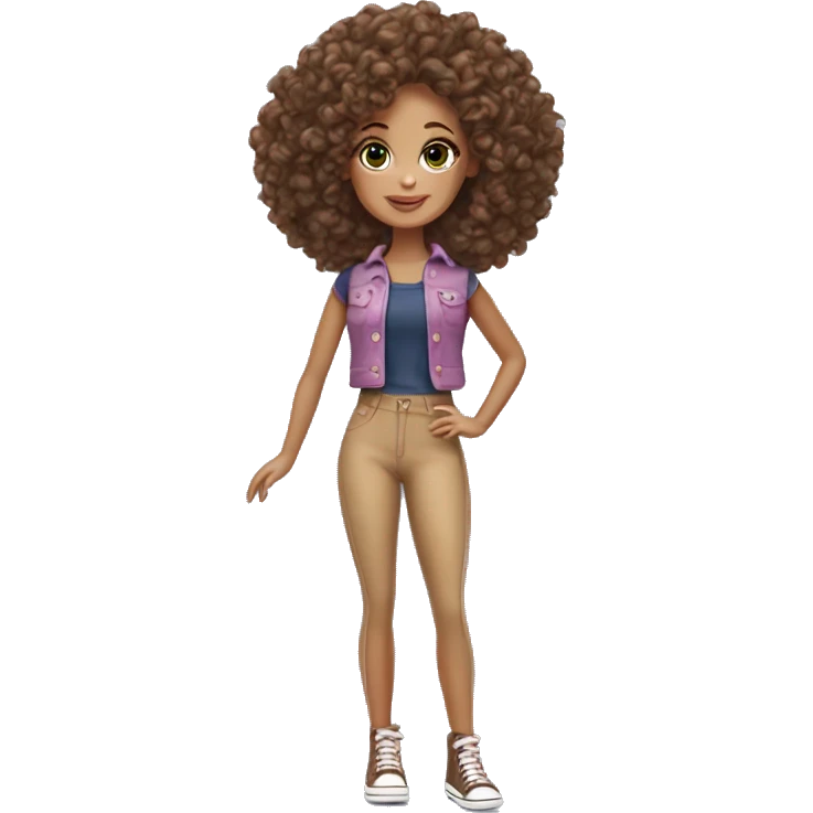 Curly Brown  hair barbie full body emoji