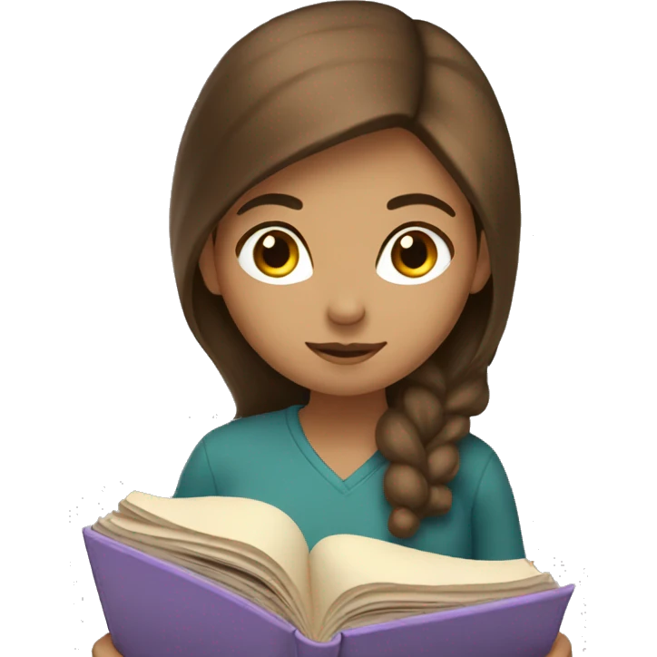 girl brown hair reading a book  emoji