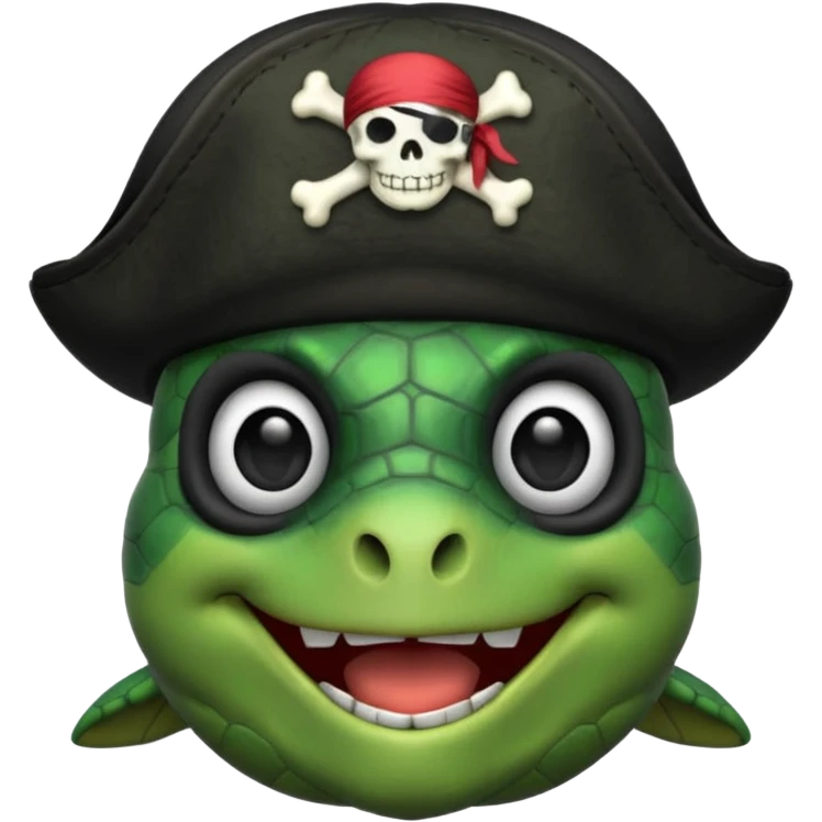pirate turtle with skull and crossbones hat and black eyepatch emoji
