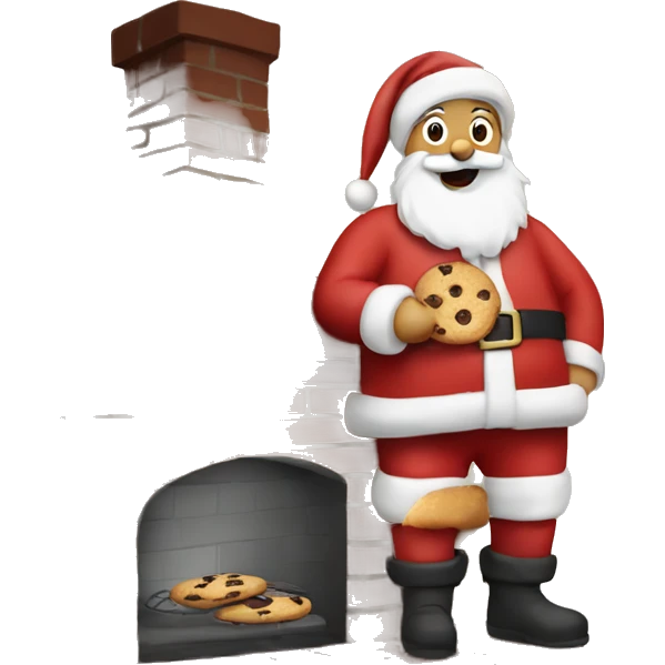 santa by a chimney eating cookies emoji