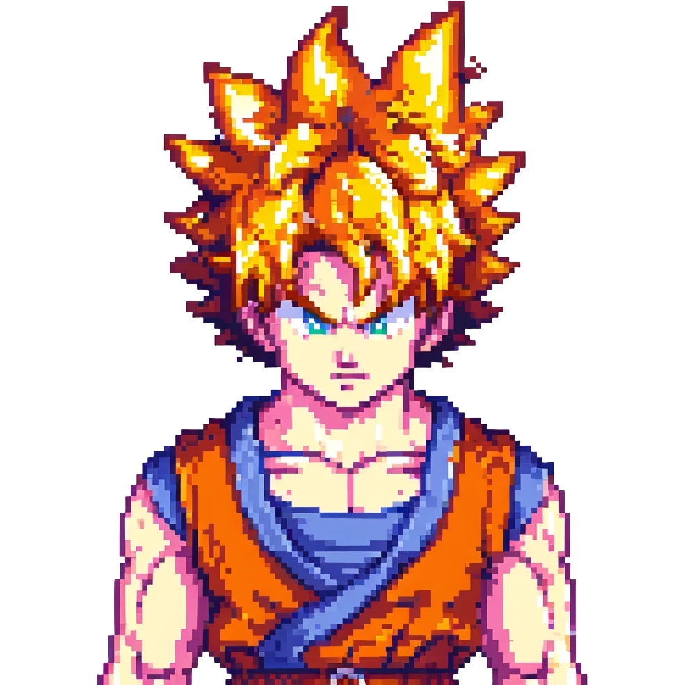 Goku in God mode, close-up portrait with intense expression emoji