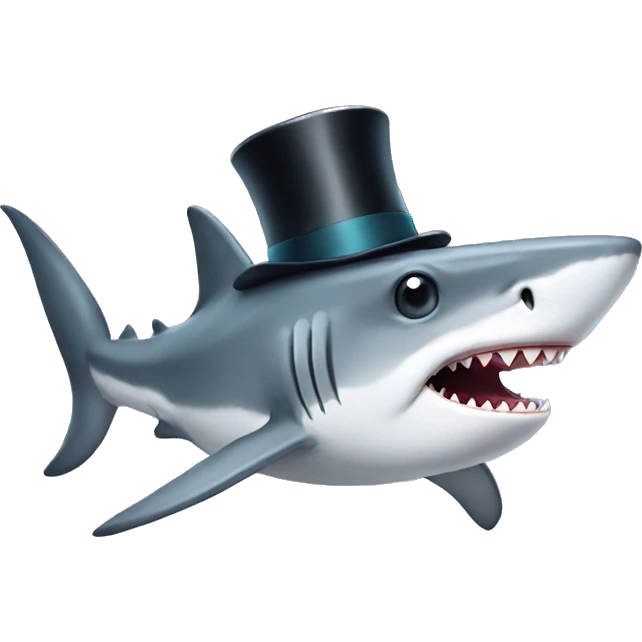 Shark with a top hat emoji