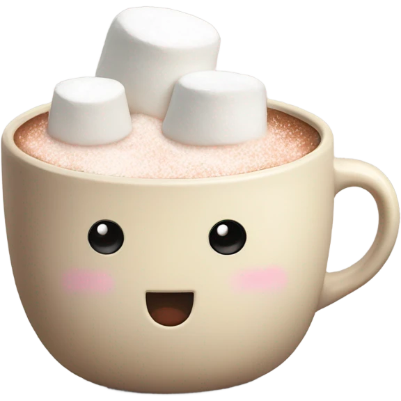 Light beige mug of hot chocolate with marshmallows  emoji