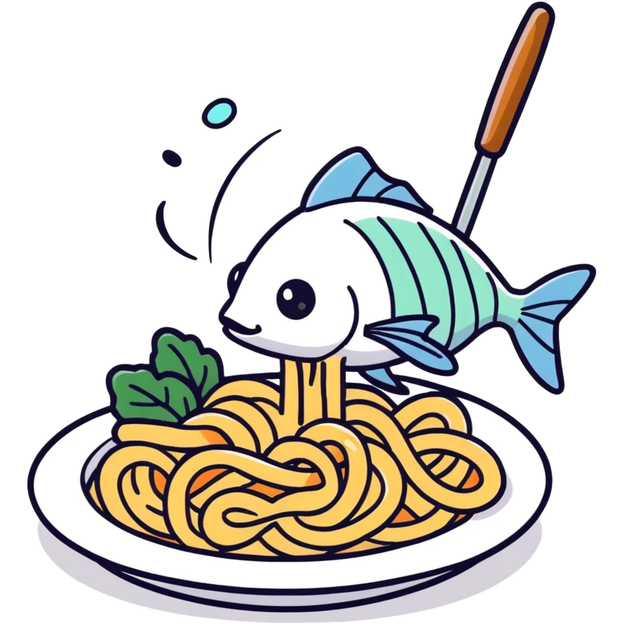 bug eating fish pasta emoji